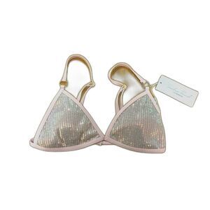 Sundaze Brunch Bikini Top Women Small Pink Sequin NWT Swimsuit Beach y2k Barbie